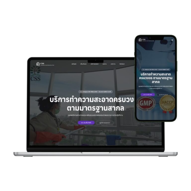 CSS Cleaning & Sanitizing Solution website mockup - laptop and mobile