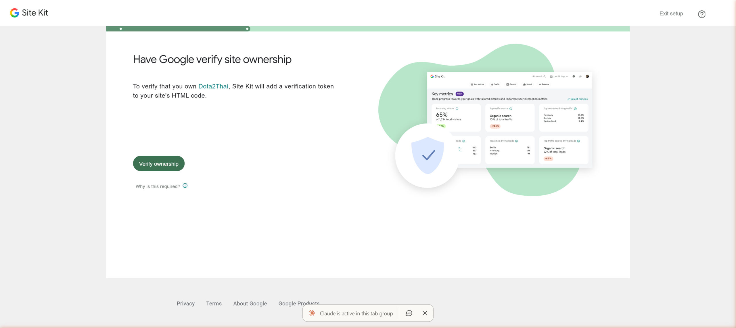 ขั้นตอนยืนยันความเป็นเจ้าของเว็บไซต์อัตโนมัติผ่าน Site Kit by Google