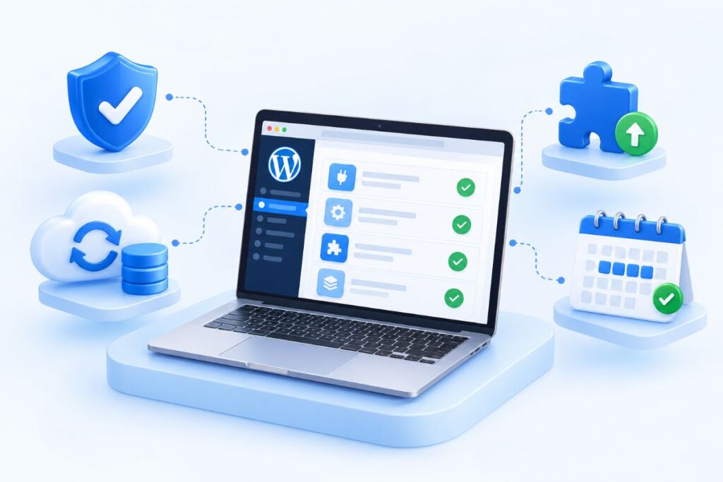 ดูแลเว็บไซต์ WordPress รายเดือน อัปเดตปลั๊กอิน สำรองข้อมูลทุกสัปดาห์ และป้องกันเว็บถูกแฮก