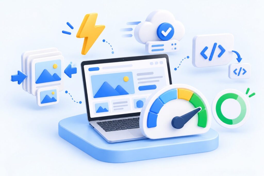 ปรับความเร็วเว็บไซต์ บีบอัดรูป ตั้งค่าแคชและ CDN ลดโค้ดที่ไม่จำเป็น ให้คะแนน PageSpeed ขึ้นสีเขียว