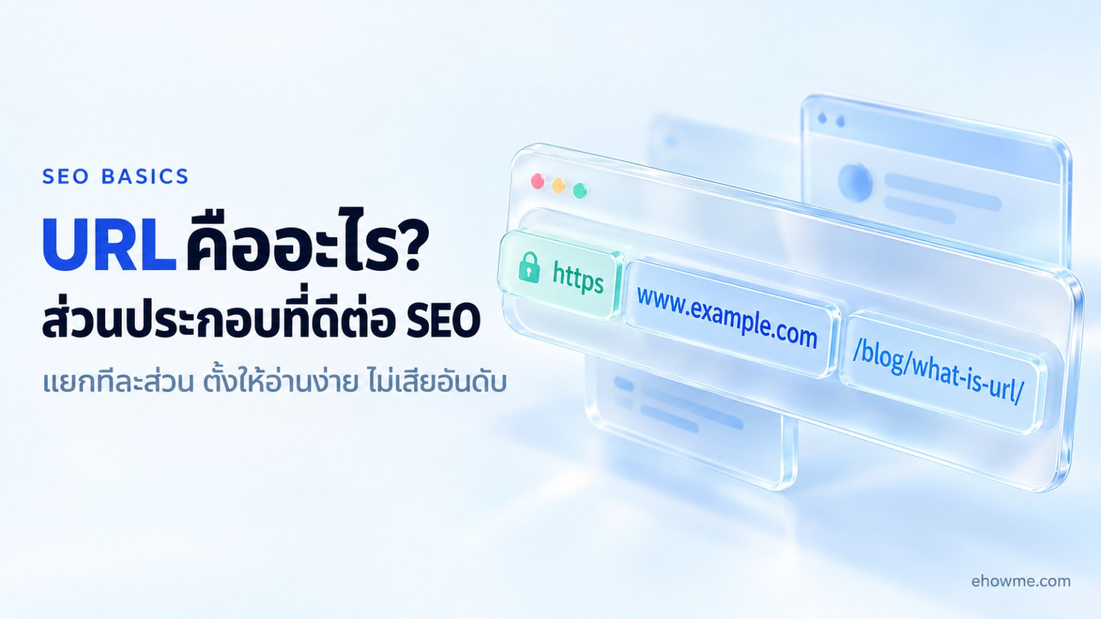 ภาพปกบทความ URL คืออะไร แถบที่อยู่เว็บแยกเป็นส่วน https โดเมน และ path