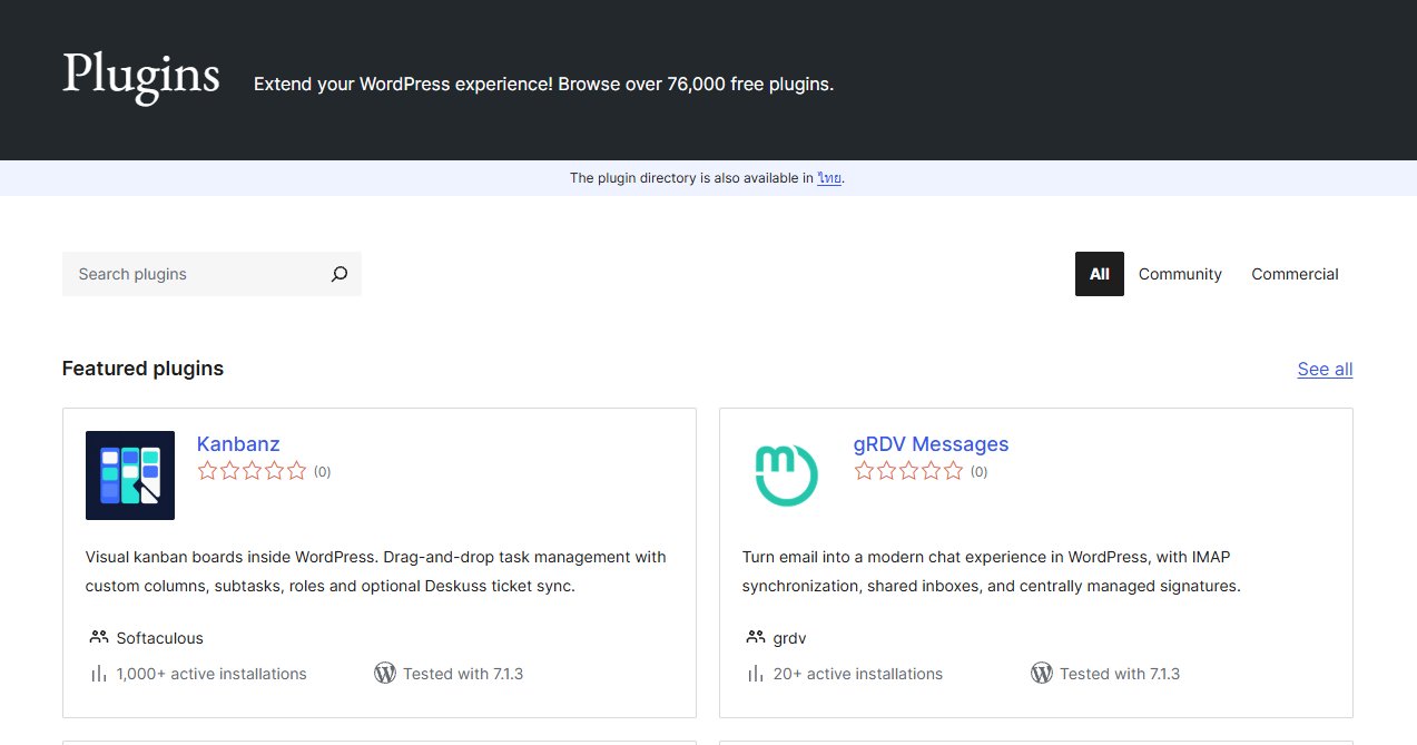 หน้า WordPress Plugin Directory บน WordPress.org ระบุว่ามีปลั๊กอินฟรีมากกว่า 76,000 ตัว